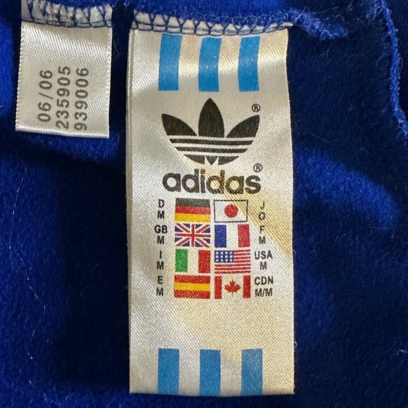Adidas Sweat Jacket Mens Blue Medium Full Zip 3 Stripes Logo Zipper 90's - Picture 7 of 9